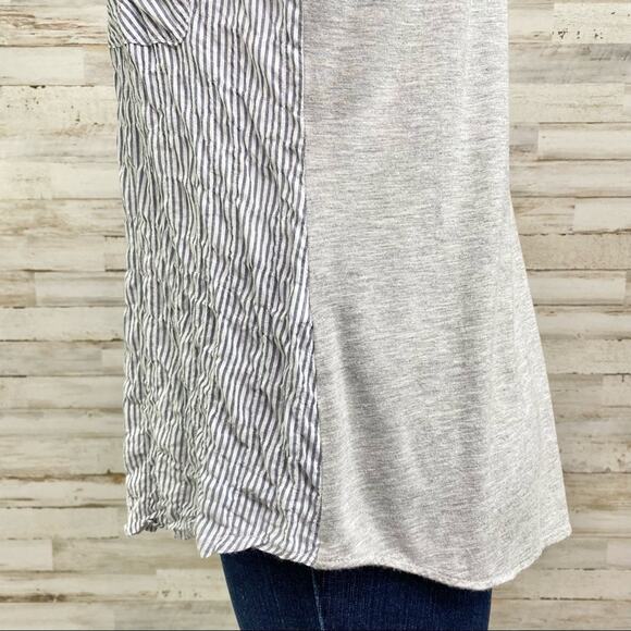 Anthro Drew Striped Top Womens Size S Blue Gray Crinkle Front Knit Back - Picture 8 of 15